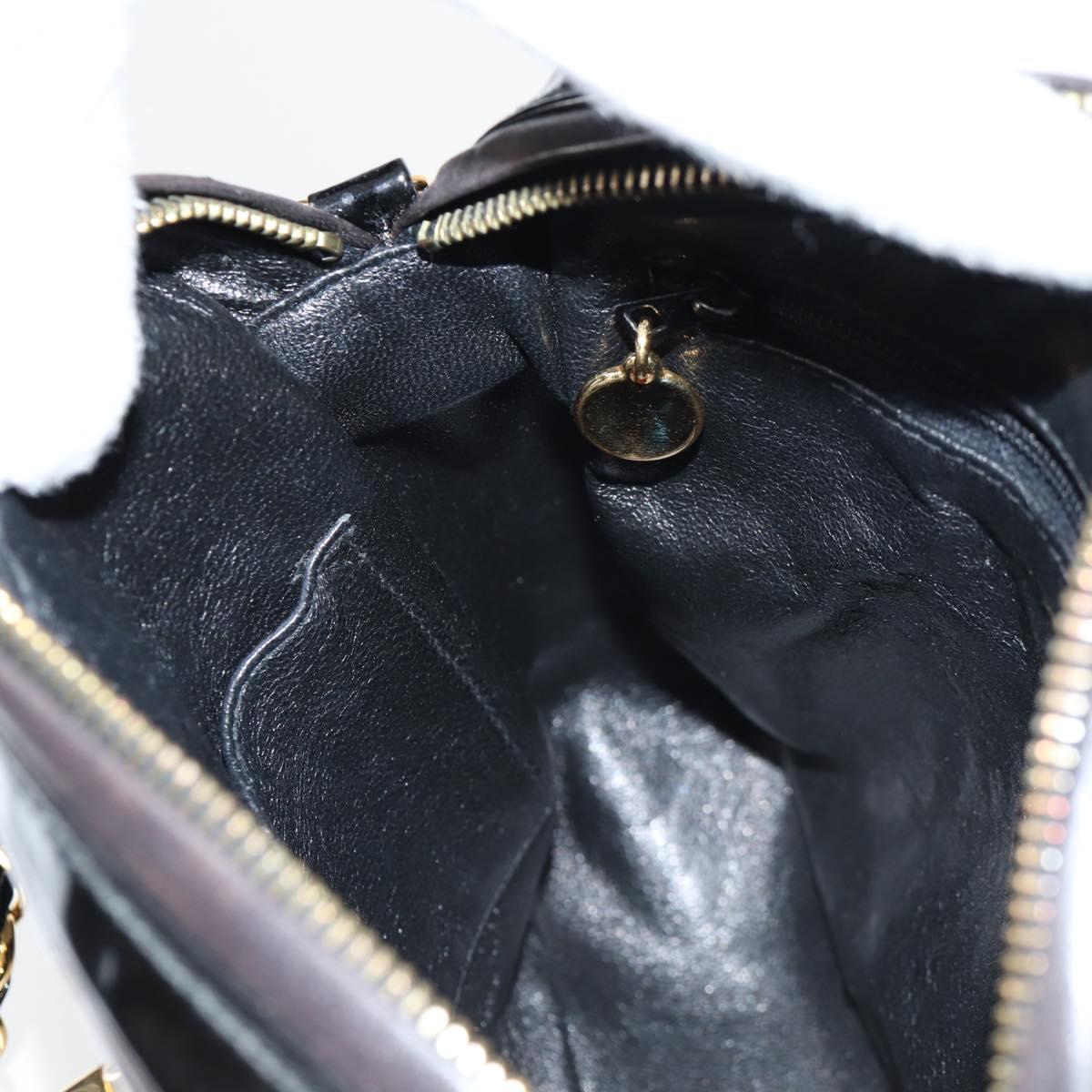 CHANEL Matelasse Chain Shoulder Bag Patent leather Black Gold CC Auth 119551