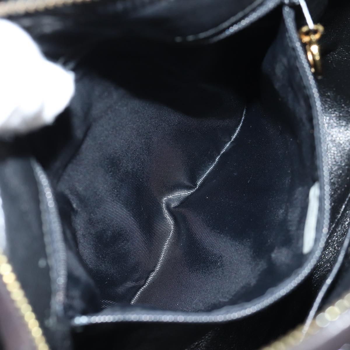 CHANEL Matelasse Chain Shoulder Bag Patent leather Black Gold CC Auth 119551