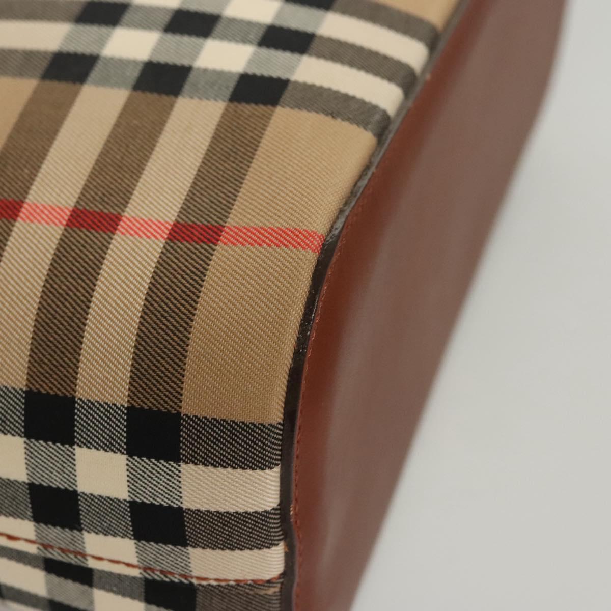BURBERRY Nova Check Tote Bag Canvas Beige Gold Auth 119569