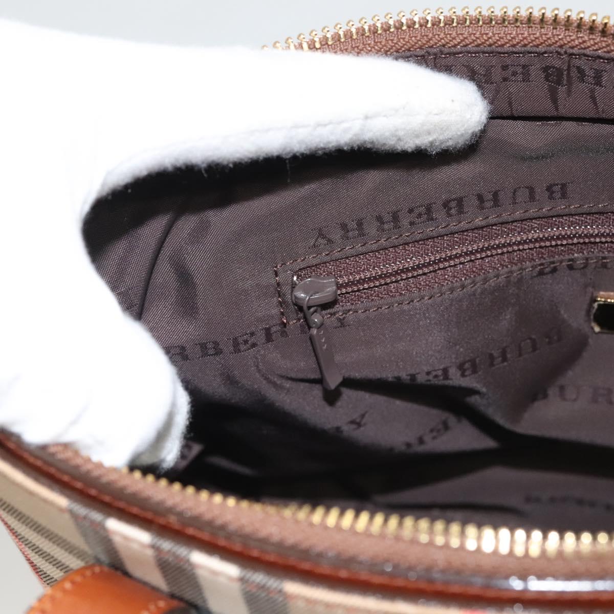 BURBERRY Nova Check Tote Bag Canvas Beige Gold Auth 119569