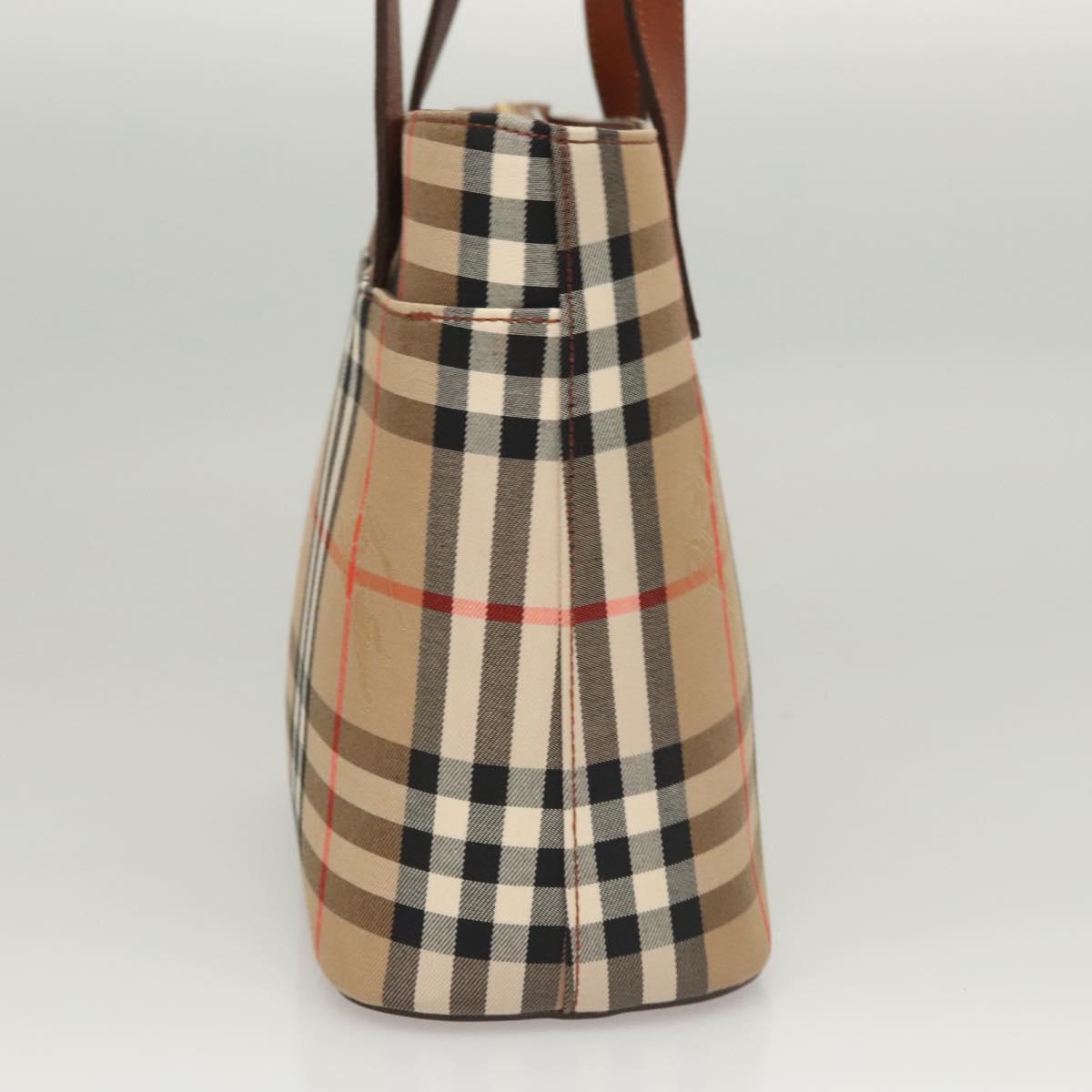 BURBERRY Nova Check Tote Bag Canvas Beige Gold Auth 119569