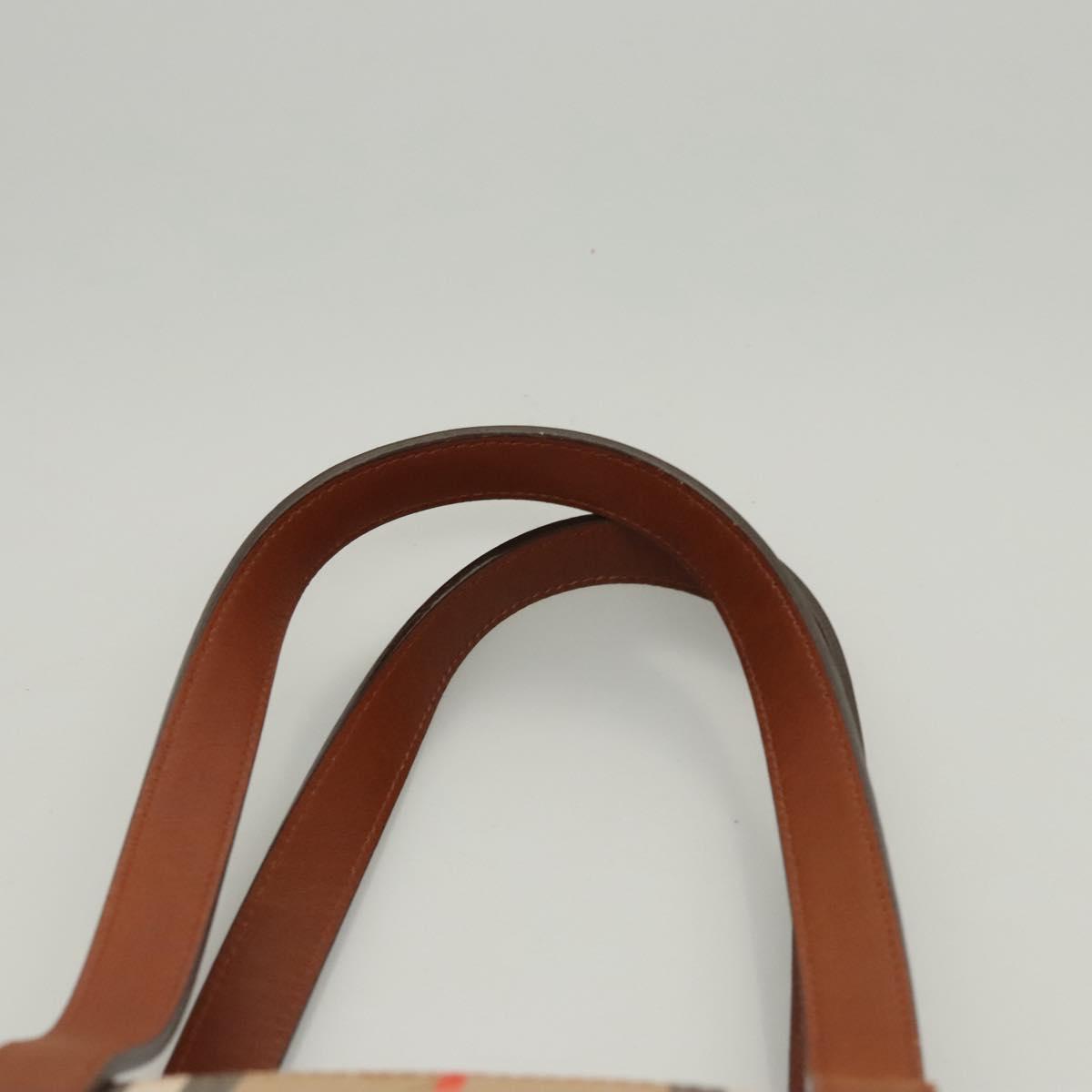 BURBERRY Nova Check Tote Bag Canvas Beige Gold Auth 119569