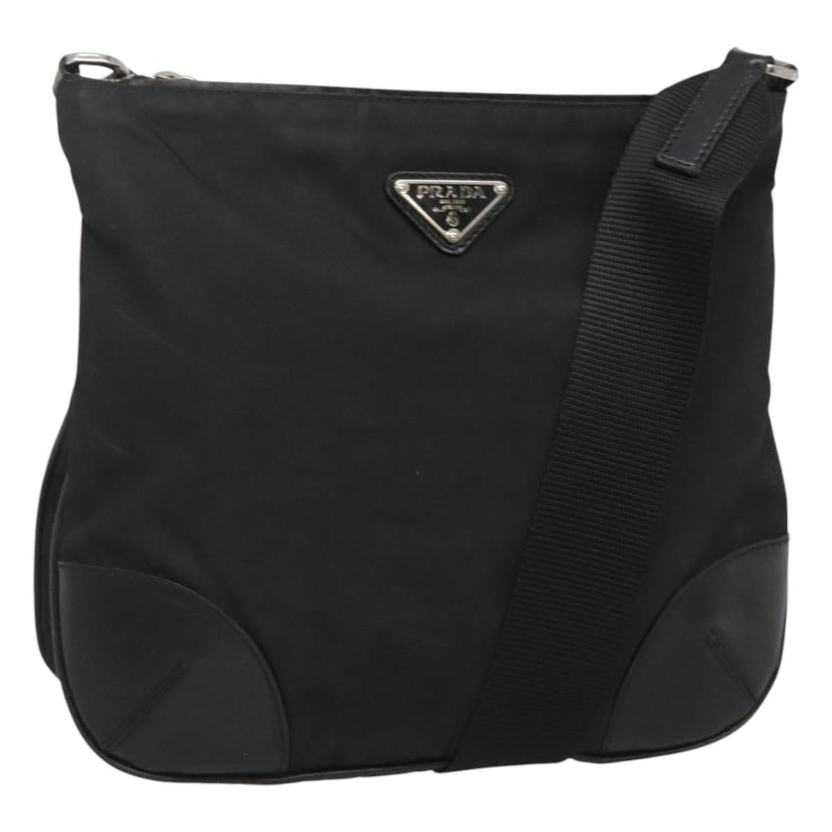 PRADA Shoulder Bag Nylon Black Auth 119572