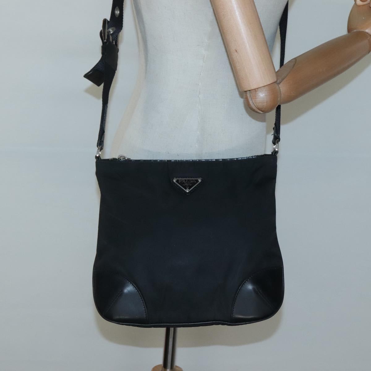 PRADA Shoulder Bag Nylon Black Auth 119572