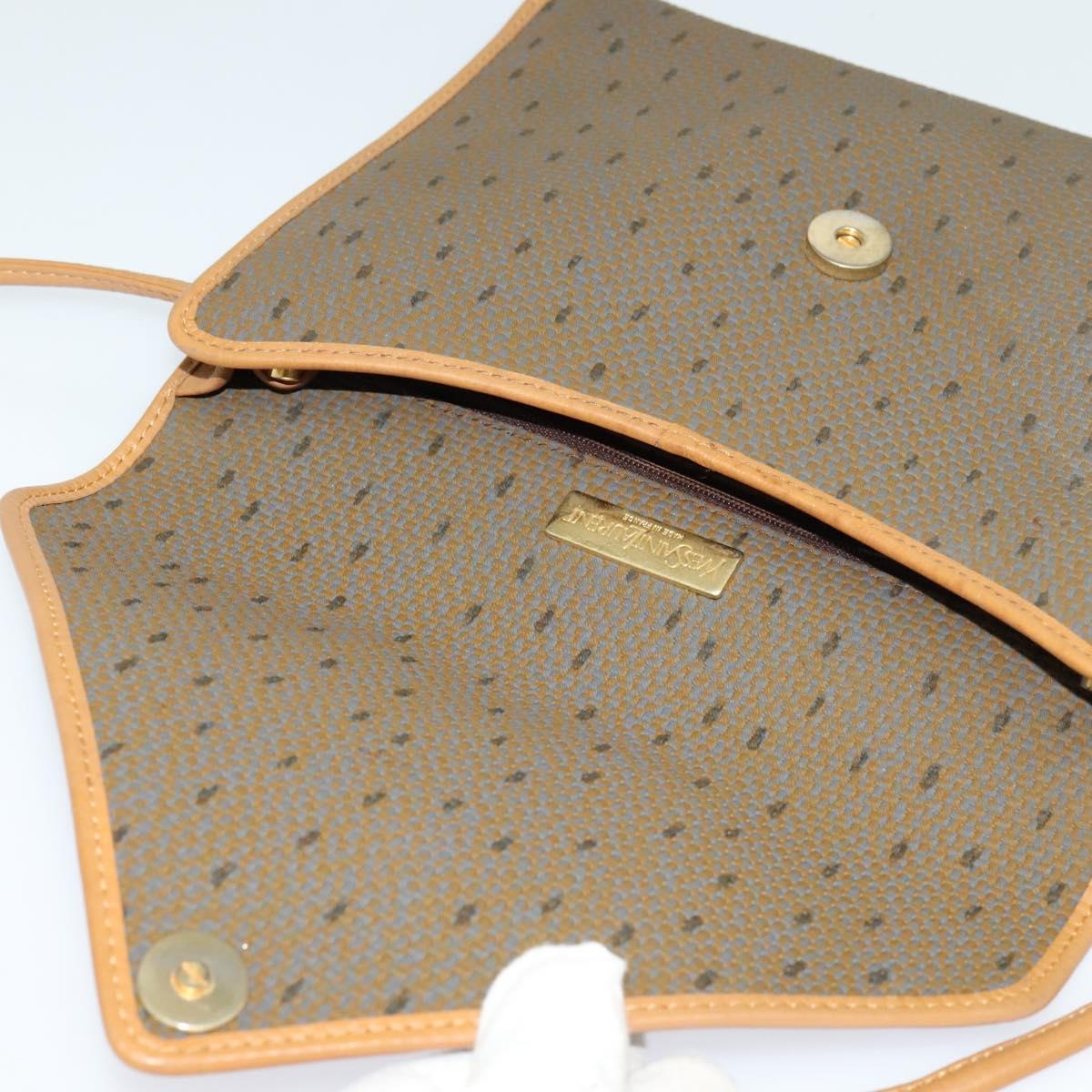 SAINT LAURENT Shoulder Bag PVC Leather Brown Gold Auth 119580