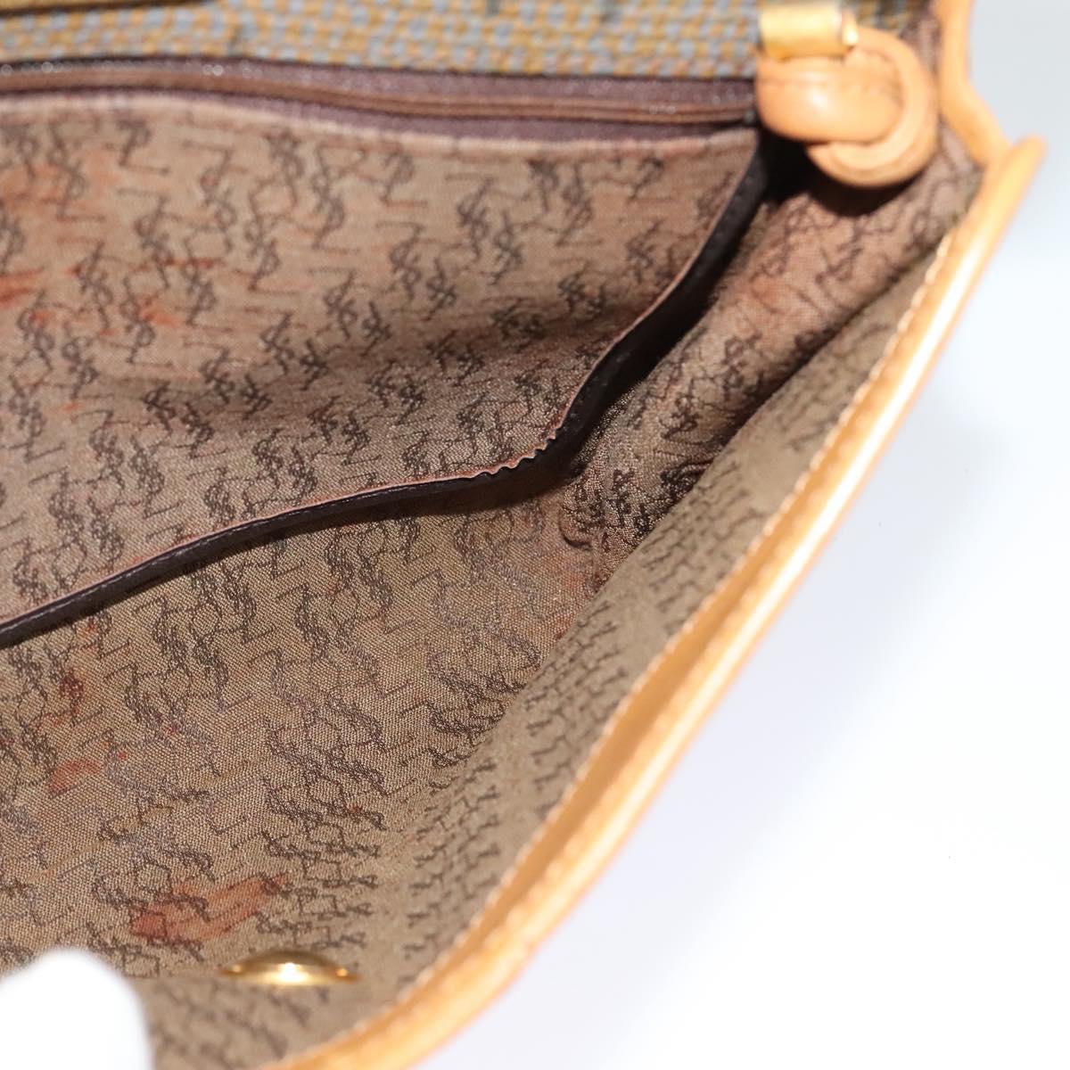 SAINT LAURENT Shoulder Bag PVC Leather Brown Gold Auth 119580