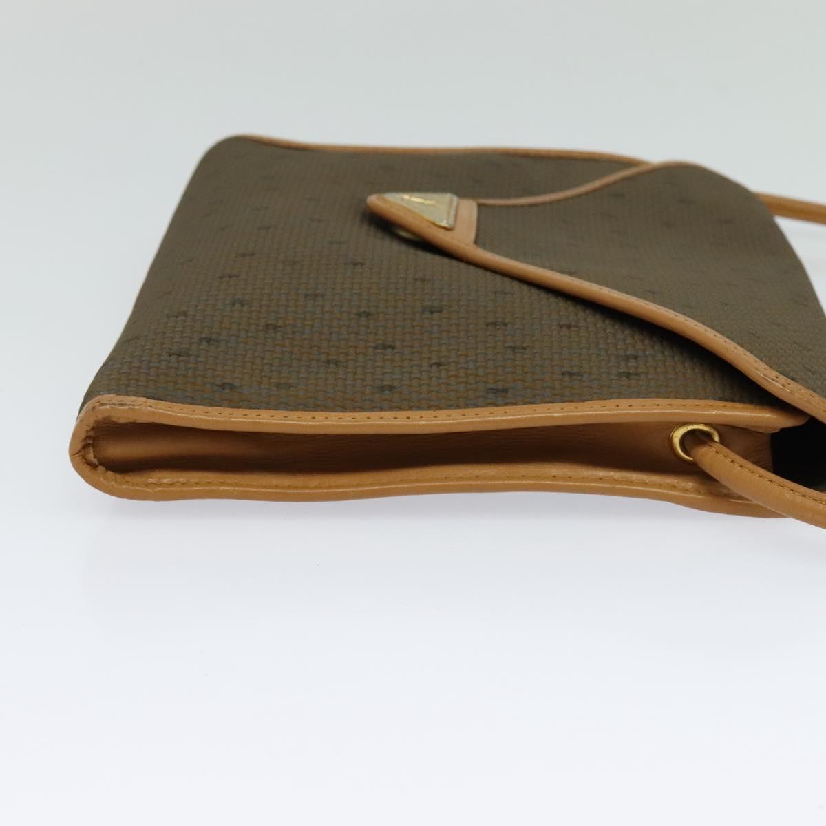 SAINT LAURENT Shoulder Bag PVC Leather Brown Gold Auth 119580