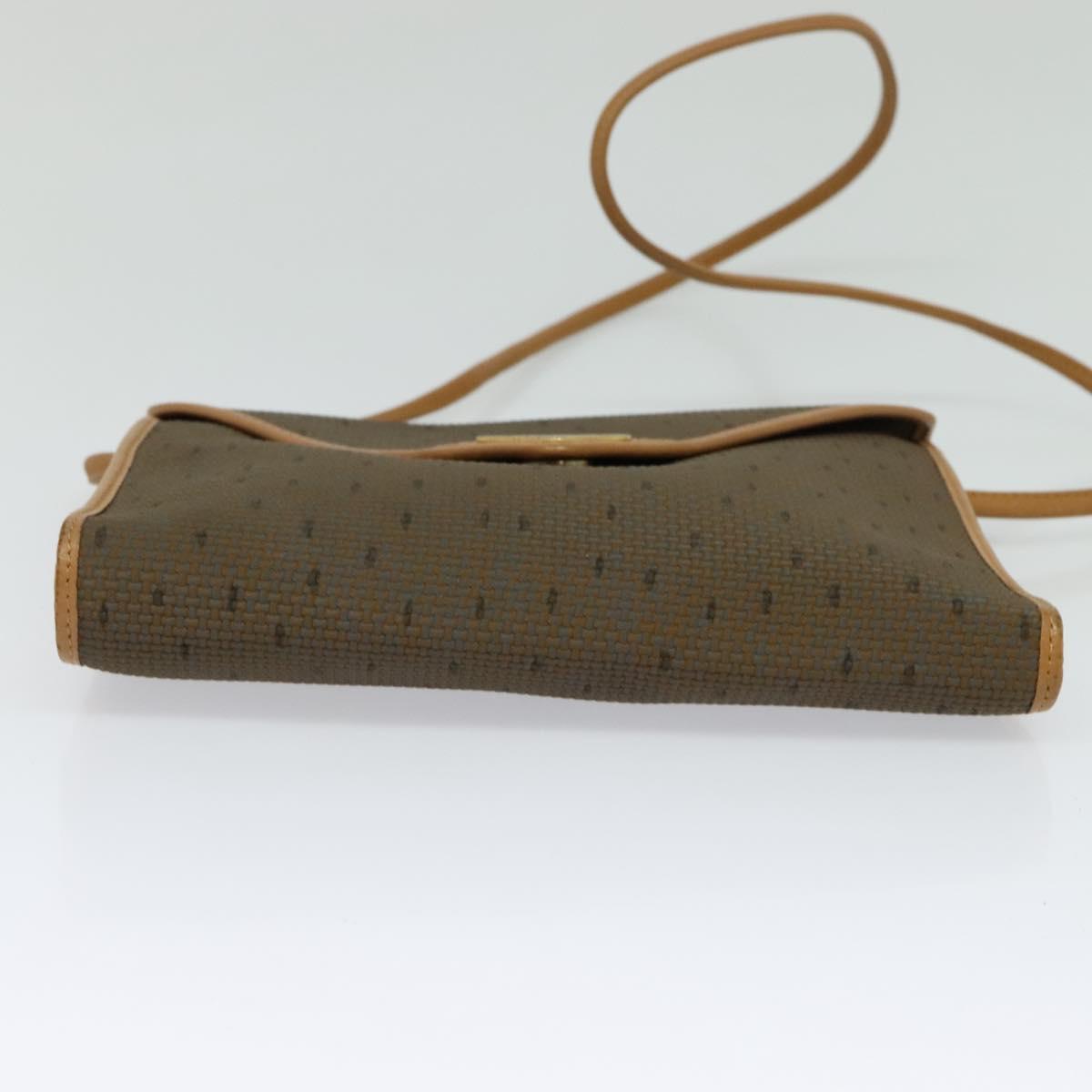 SAINT LAURENT Shoulder Bag PVC Leather Brown Gold Auth 119580