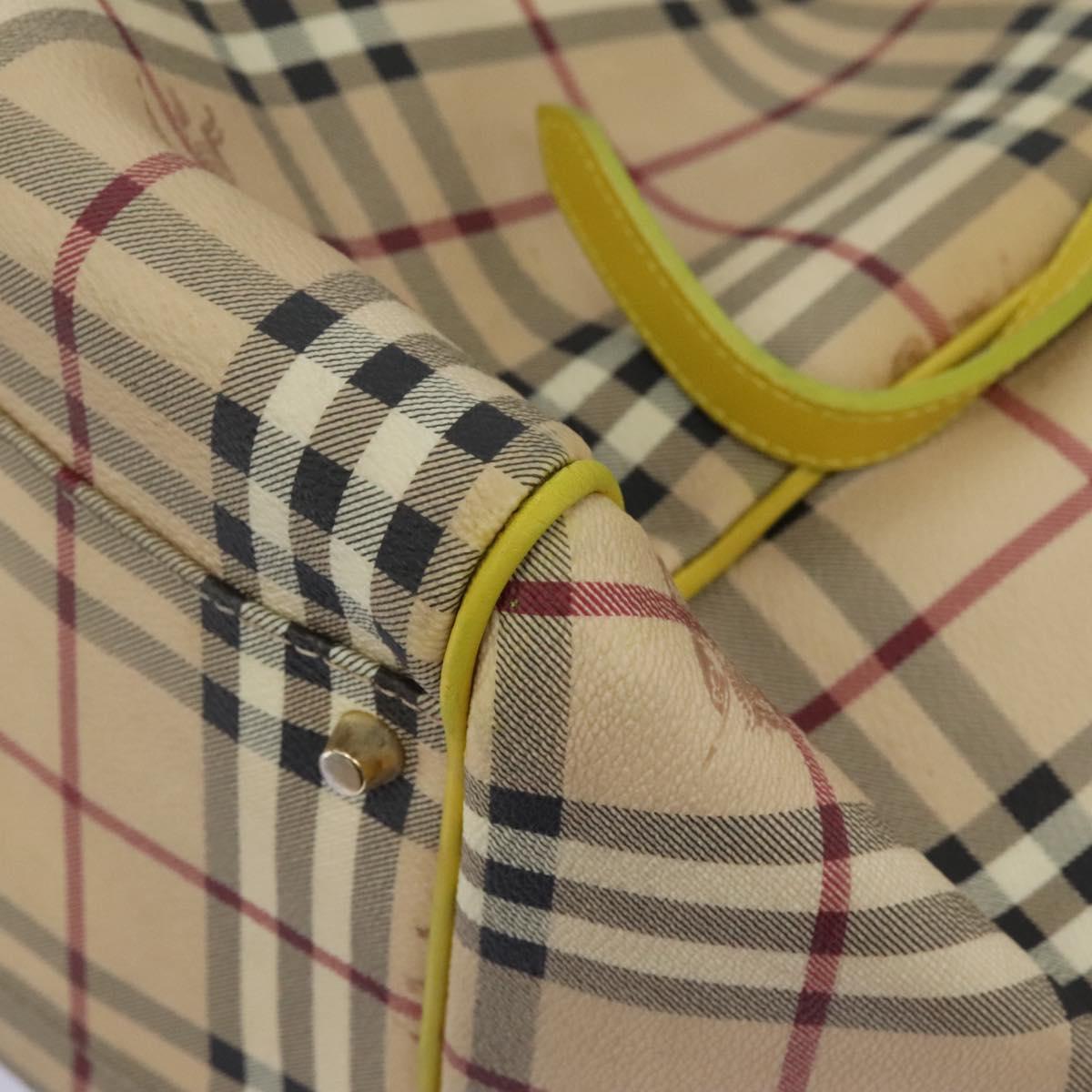 BURBERRY Nova Check Tote Bag PVC Beige Auth 119595