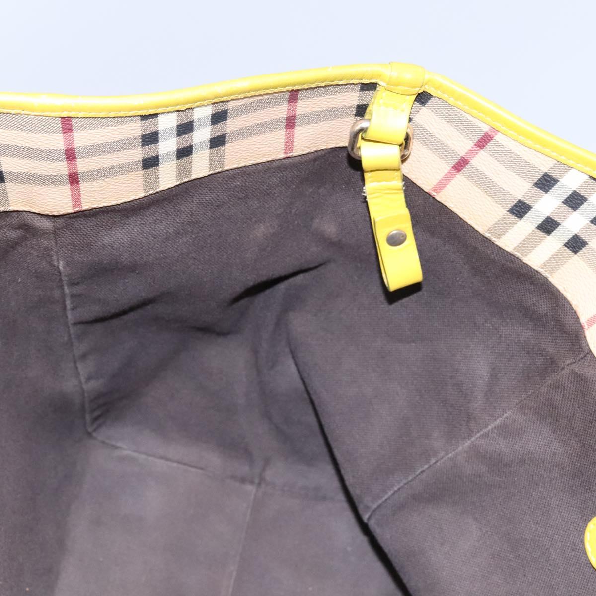 BURBERRY Nova Check Tote Bag PVC Beige Auth 119595