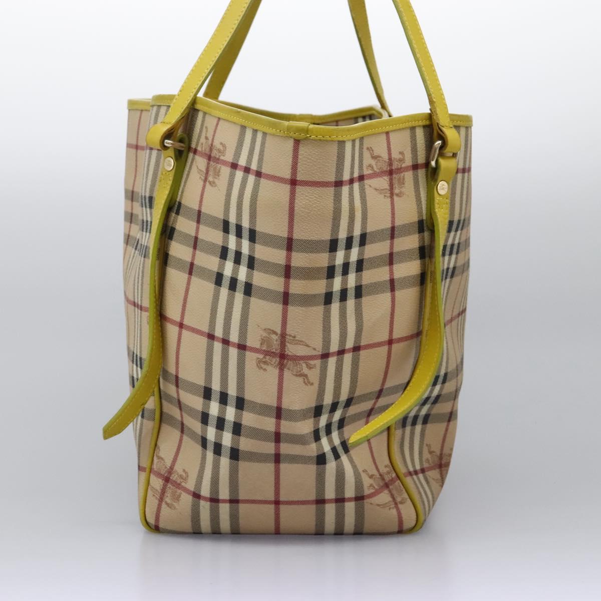 BURBERRY Nova Check Tote Bag PVC Beige Auth 119595