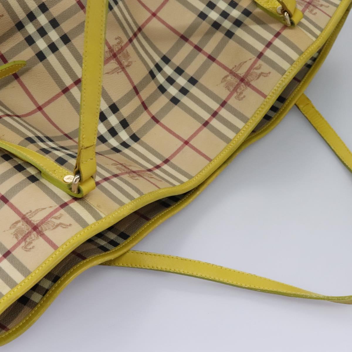 BURBERRY Nova Check Tote Bag PVC Beige Auth 119595