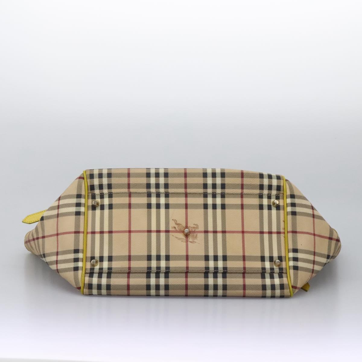 BURBERRY Nova Check Tote Bag PVC Beige Auth 119595