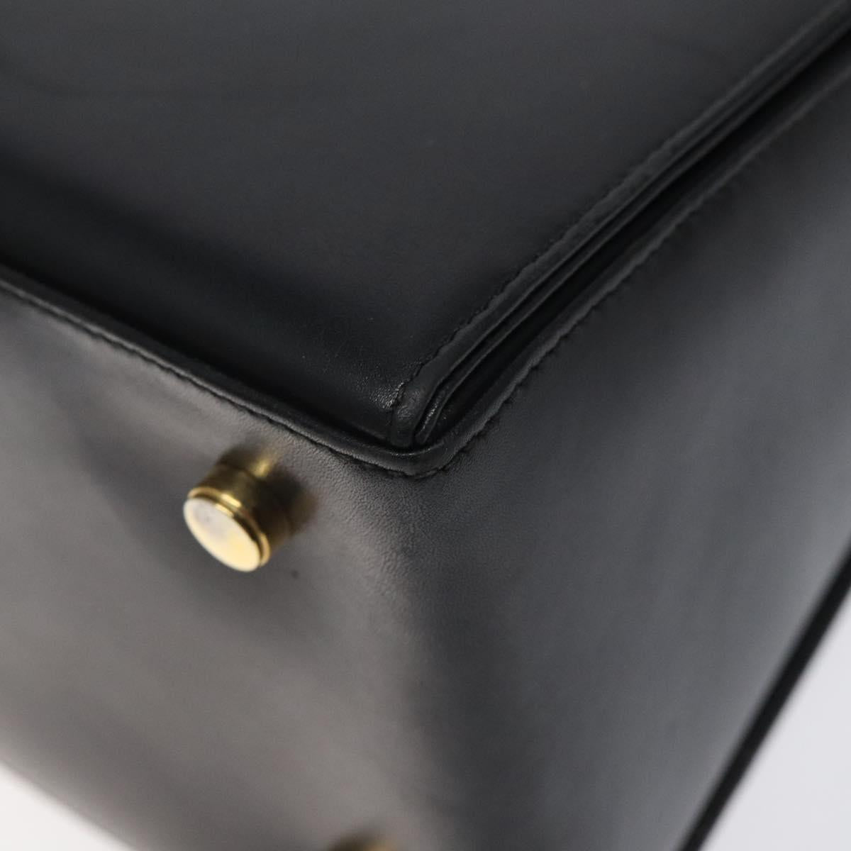 Salvatore Ferragamo Gancini Hand Bag Leather 2way Black Gold Auth 119596