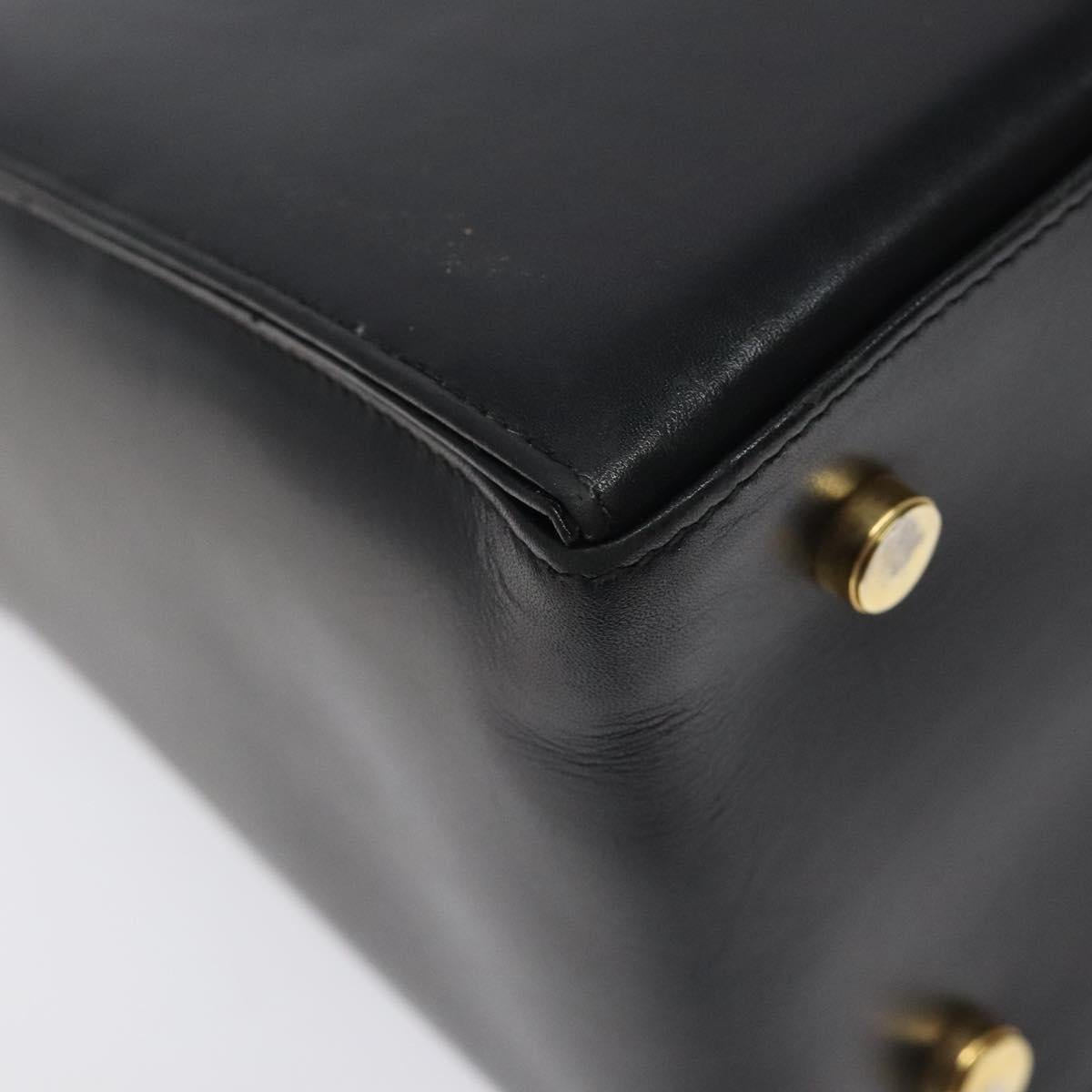 Salvatore Ferragamo Gancini Hand Bag Leather 2way Black Gold Auth 119596