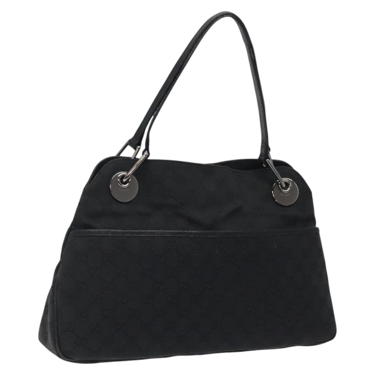 GUCCI GG Canvas Shoulder Bag Black 121023 Auth 119620