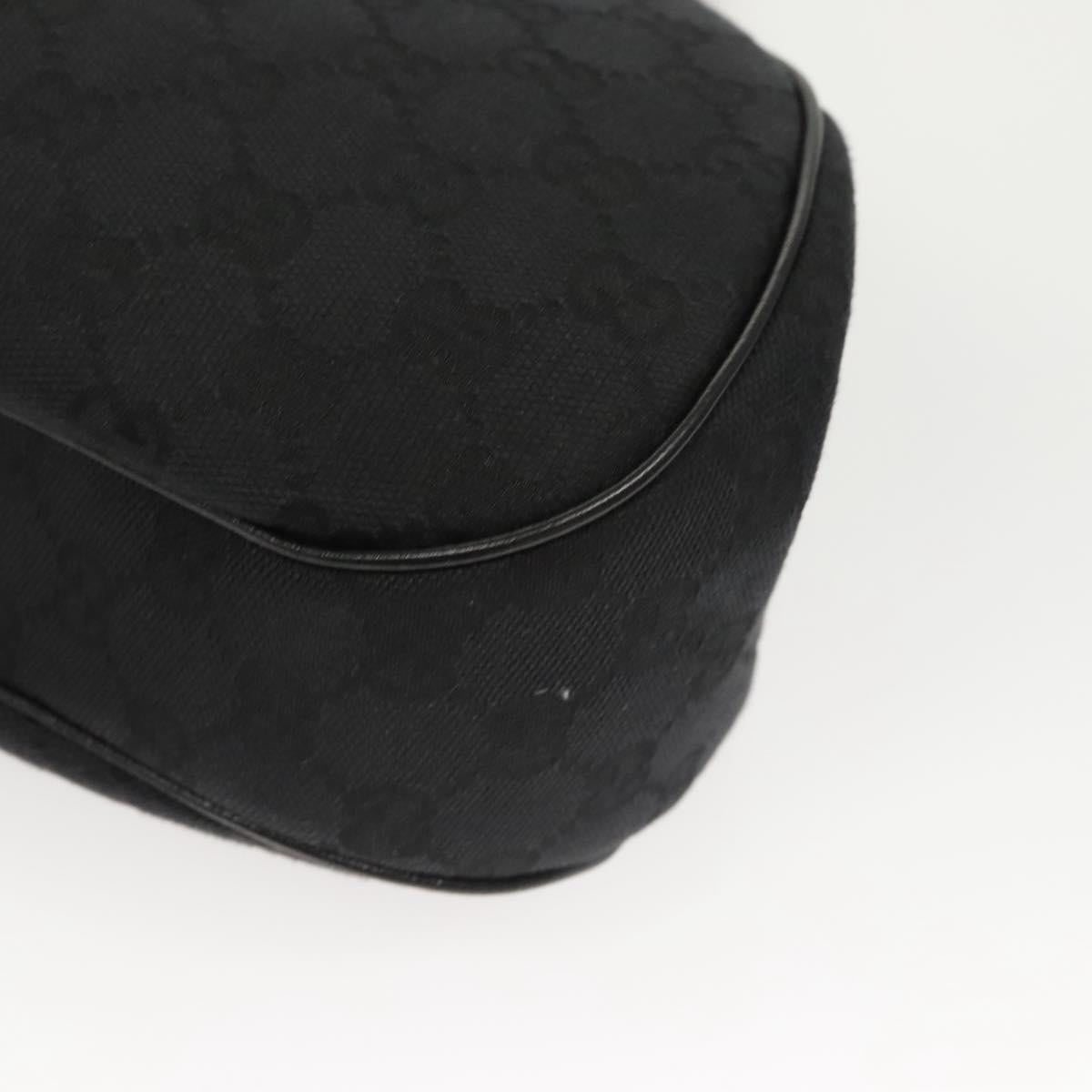 GUCCI GG Canvas Bamboo Push Lock Hand Bag Black Auth 119629A
