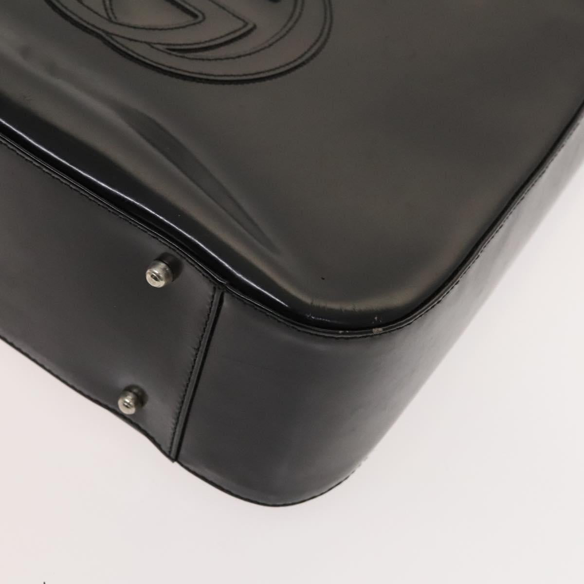GUCCI Hand Bag Patent leather 2way Black Silver 000 1013 0504 Auth 119640