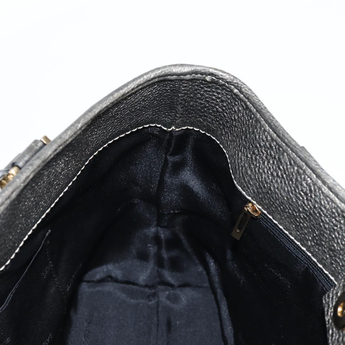 LOEWE Anagram Hand Bag Leather Silver gold Auth 119684AM