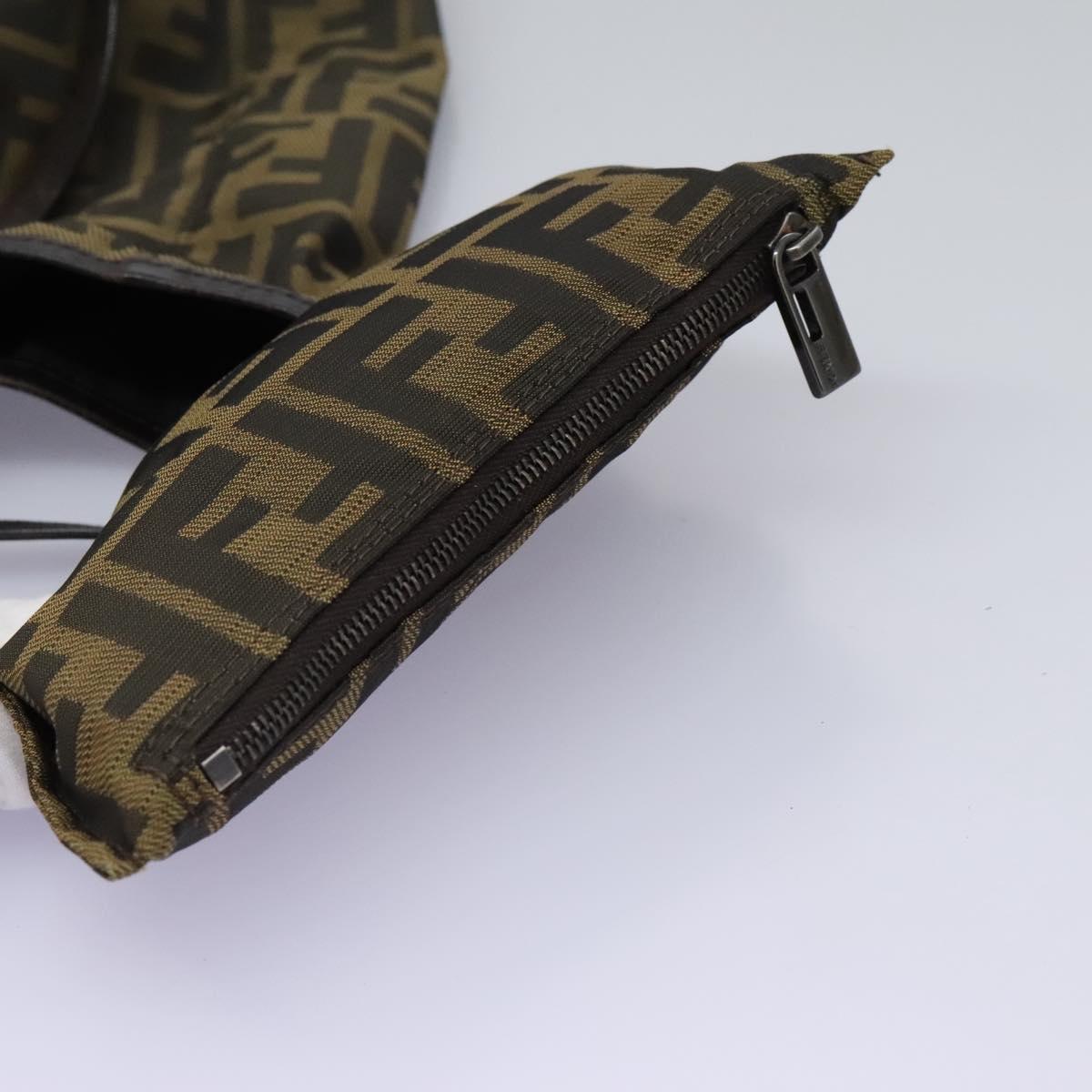 FENDI Zucca Canvas Hand Bag Khaki Auth 119690