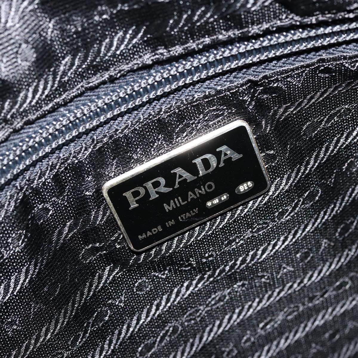 PRADA Quilted Chain Shoulder Bag Lamb Skin Black Gold Auth 119692