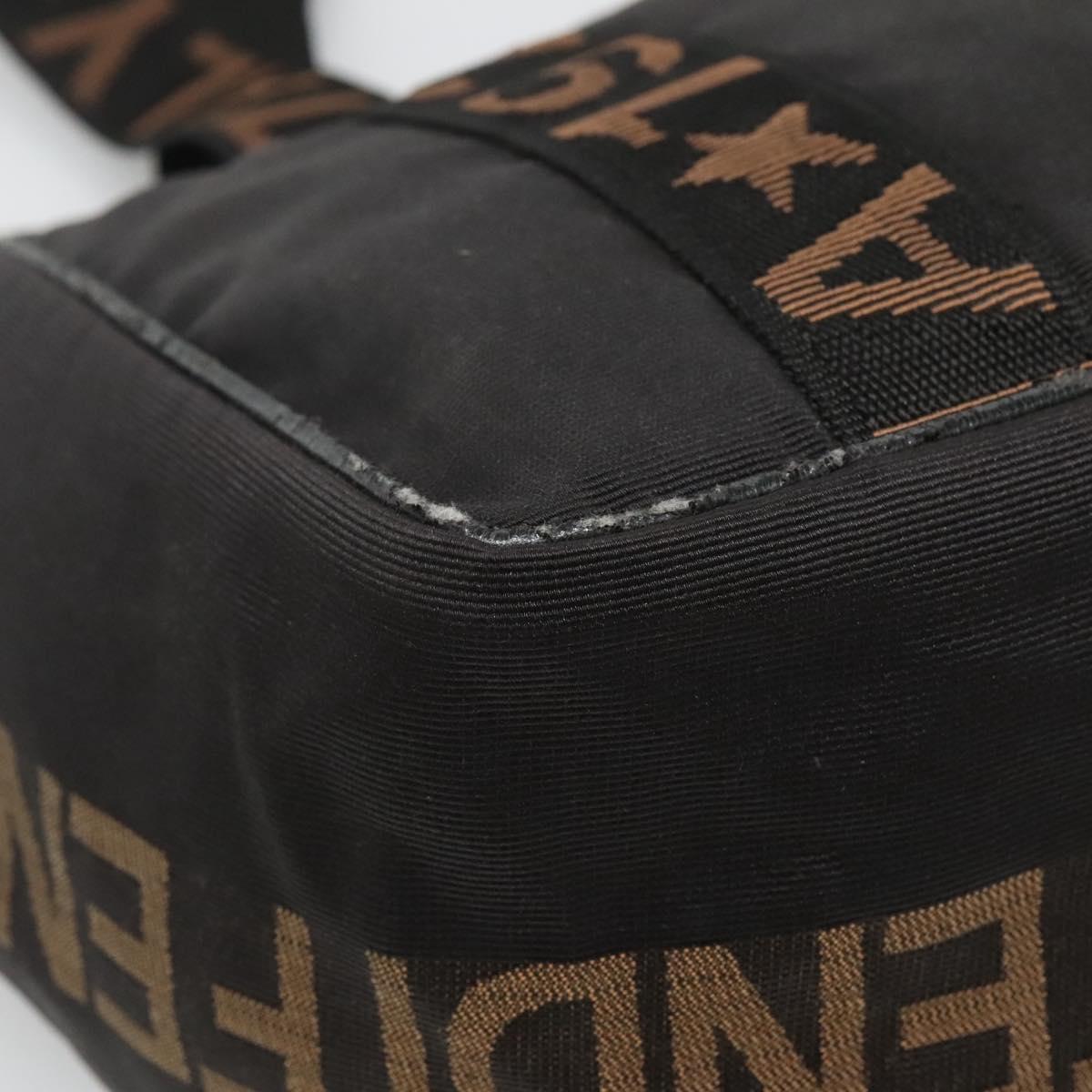 FENDI Zucca Canvas Tote Bag Black Silver Auth 119700