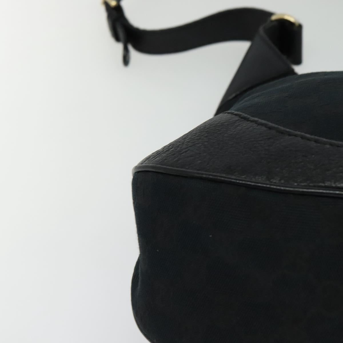 GUCCI GG Canvas Shoulder Bag Black Gold 203503 Auth 119701
