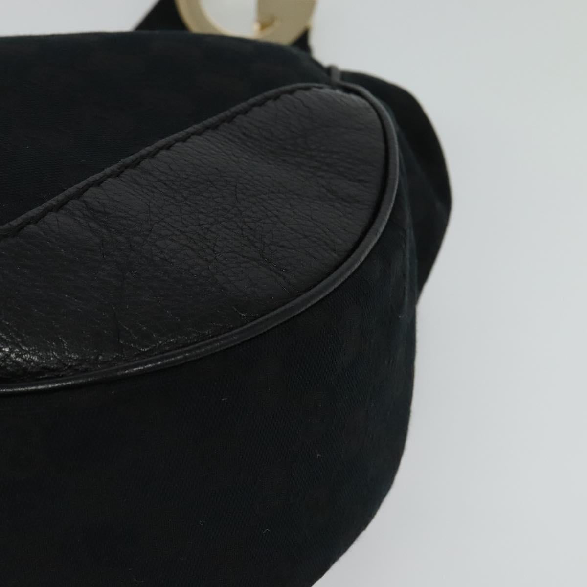 GUCCI GG Canvas Shoulder Bag Black Gold 203503 Auth 119701