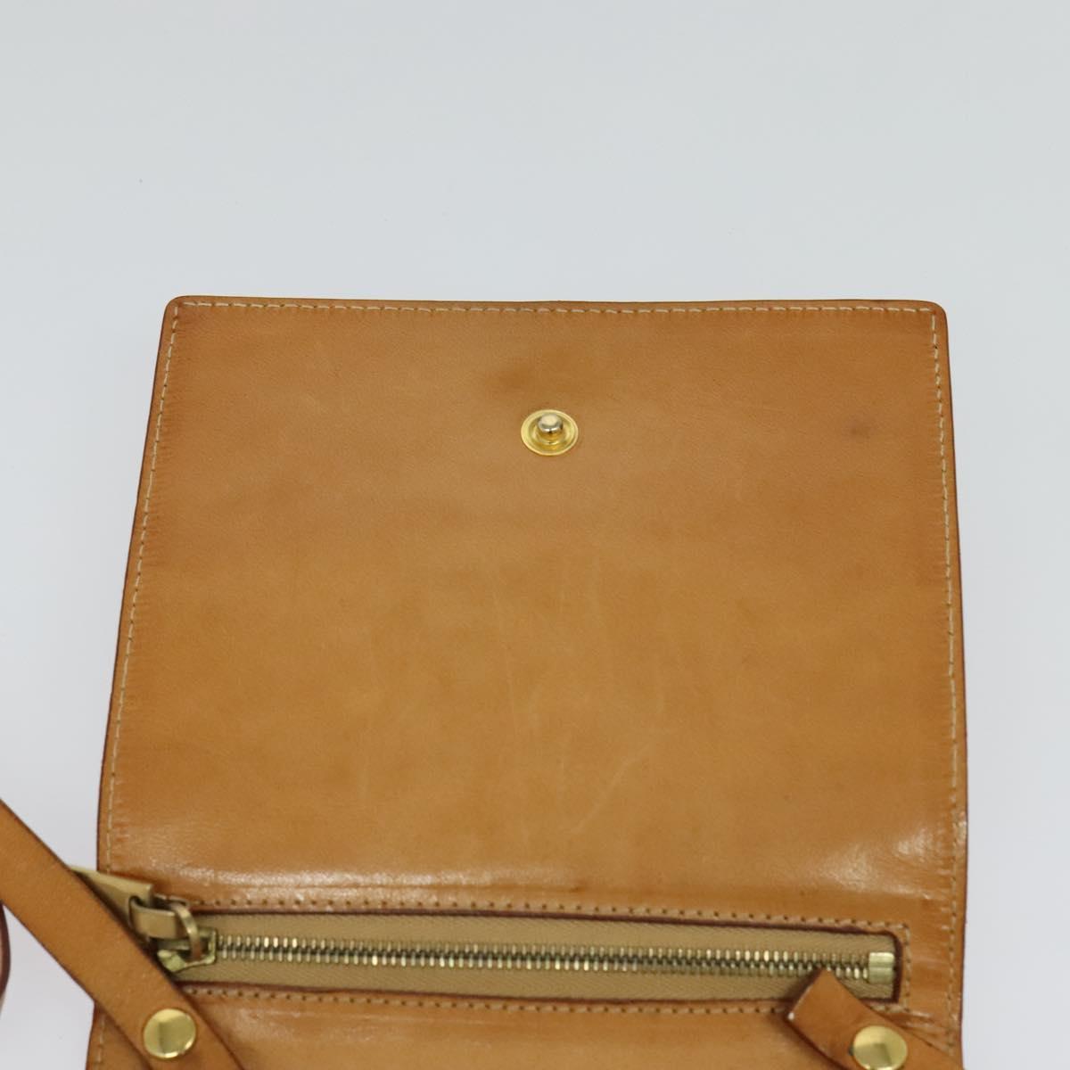 CELINE C Macadam Canvas Shoulder Bag Leather Brown gold Auth 119706A