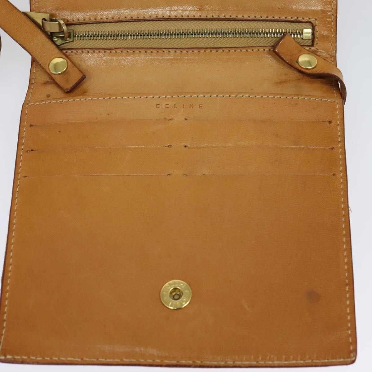 CELINE C Macadam Canvas Shoulder Bag Leather Brown gold Auth 119706