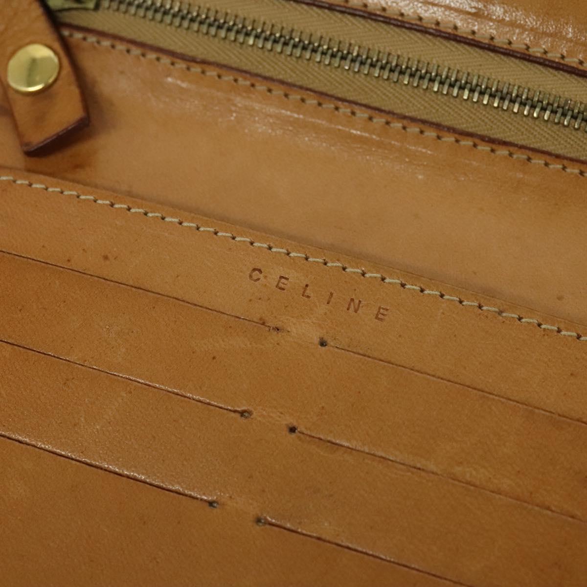 CELINE C Macadam Canvas Shoulder Bag Leather Brown gold Auth 119706A