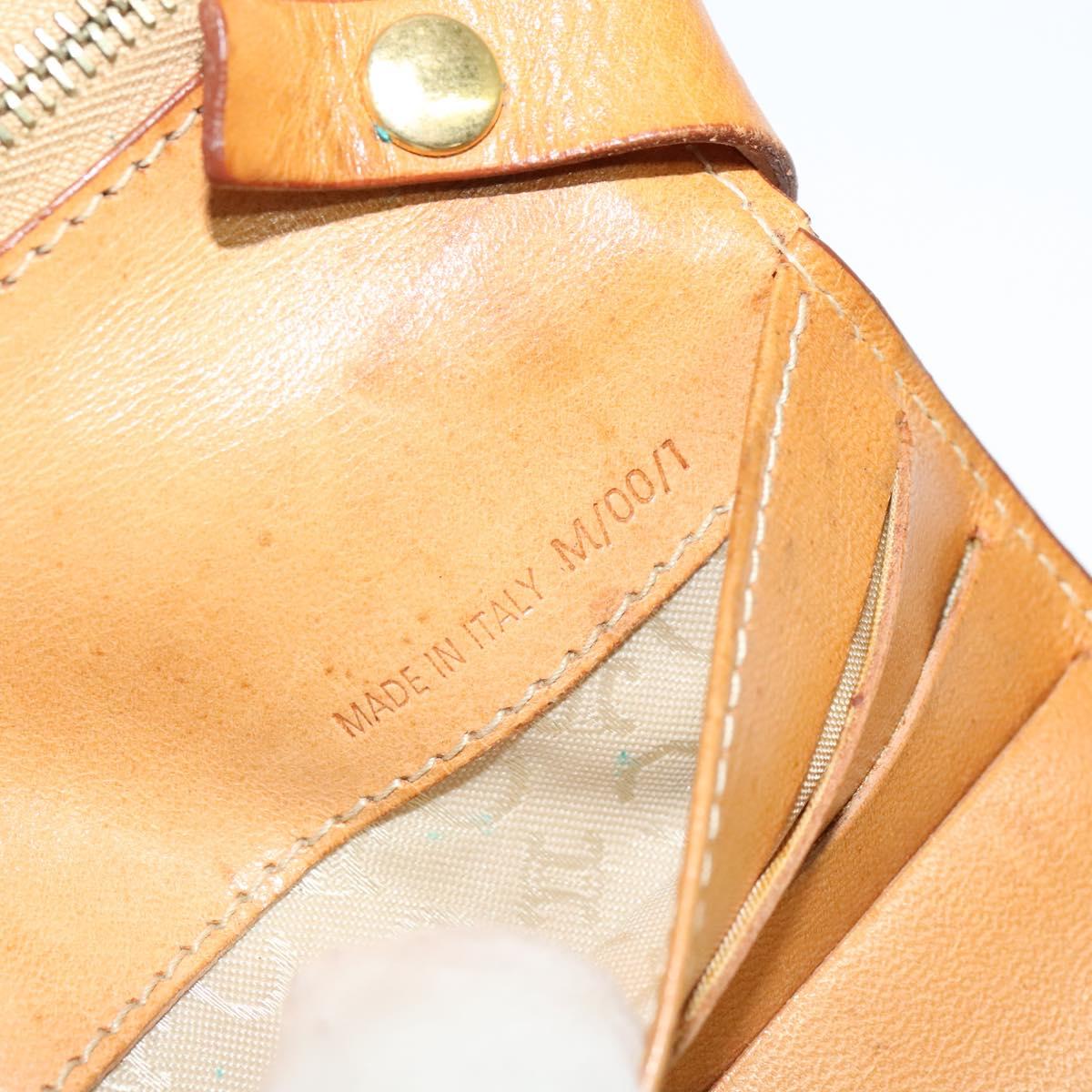 CELINE C Macadam Canvas Shoulder Bag Leather Brown gold Auth 119706A