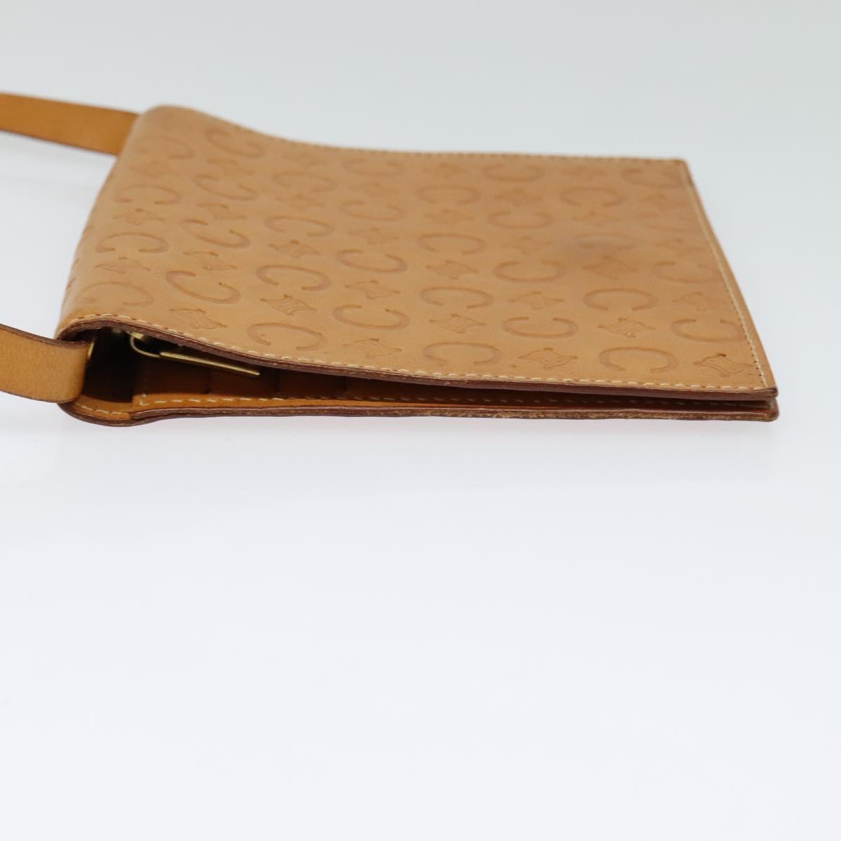 CELINE C Macadam Canvas Shoulder Bag Leather Brown gold Auth 119706