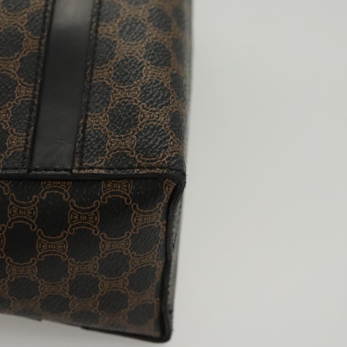 CELINE Macadam Canvas Hand Bag PVC Leather Black Gold Auth 119720