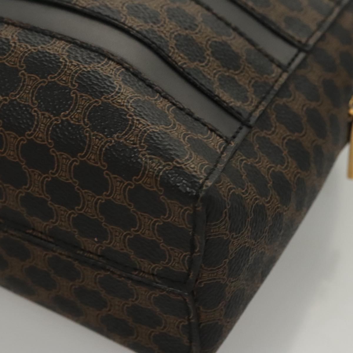 CELINE Macadam Canvas Hand Bag PVC Leather Black Gold Auth 119720