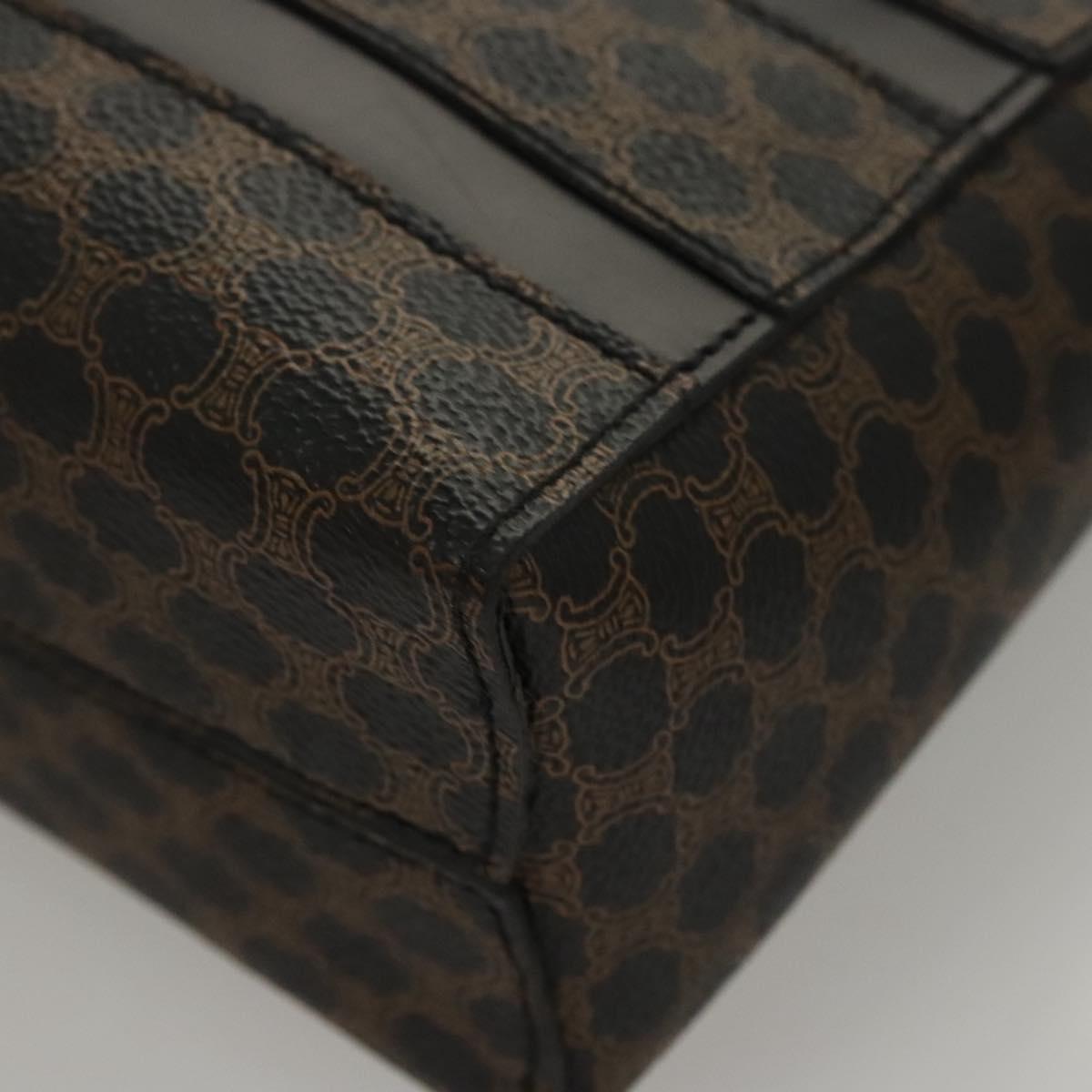 CELINE Macadam Canvas Hand Bag PVC Leather Black Gold Auth 119720