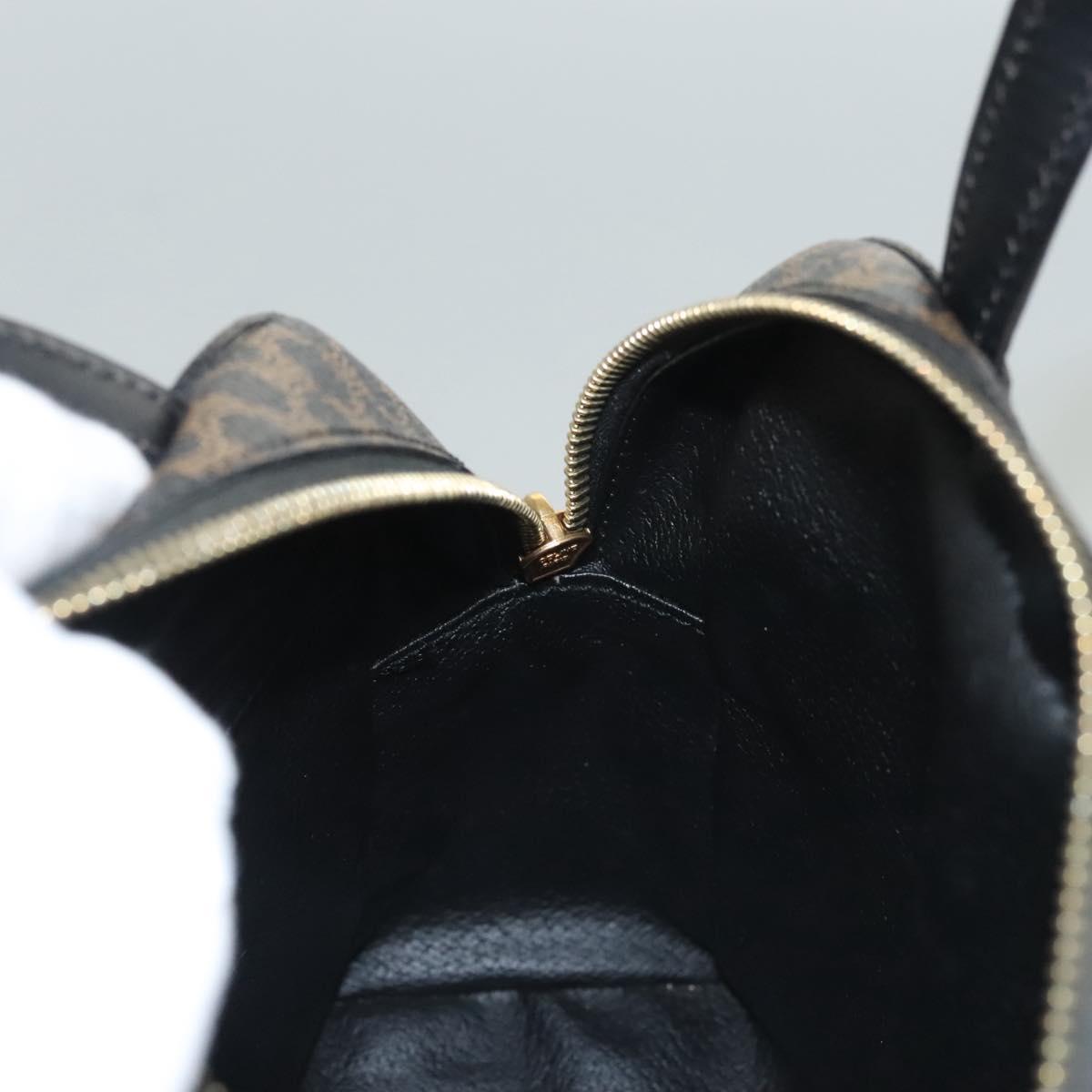 CELINE Macadam Canvas Hand Bag PVC Leather Black Gold Auth 119720