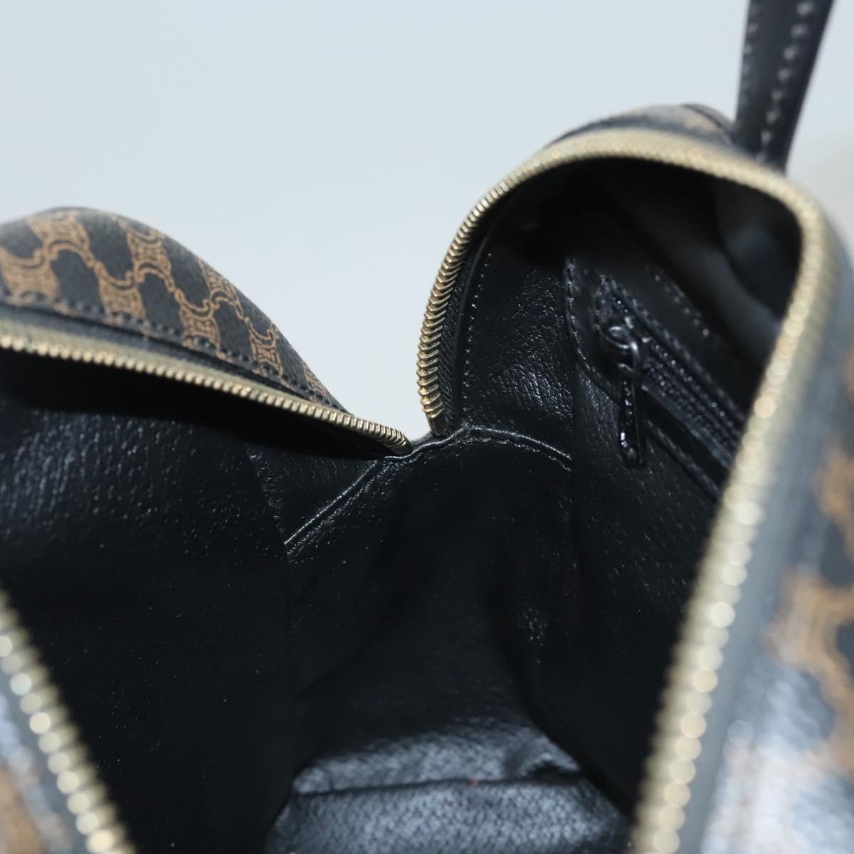 CELINE Macadam Canvas Hand Bag PVC Leather Black Gold Auth 119720