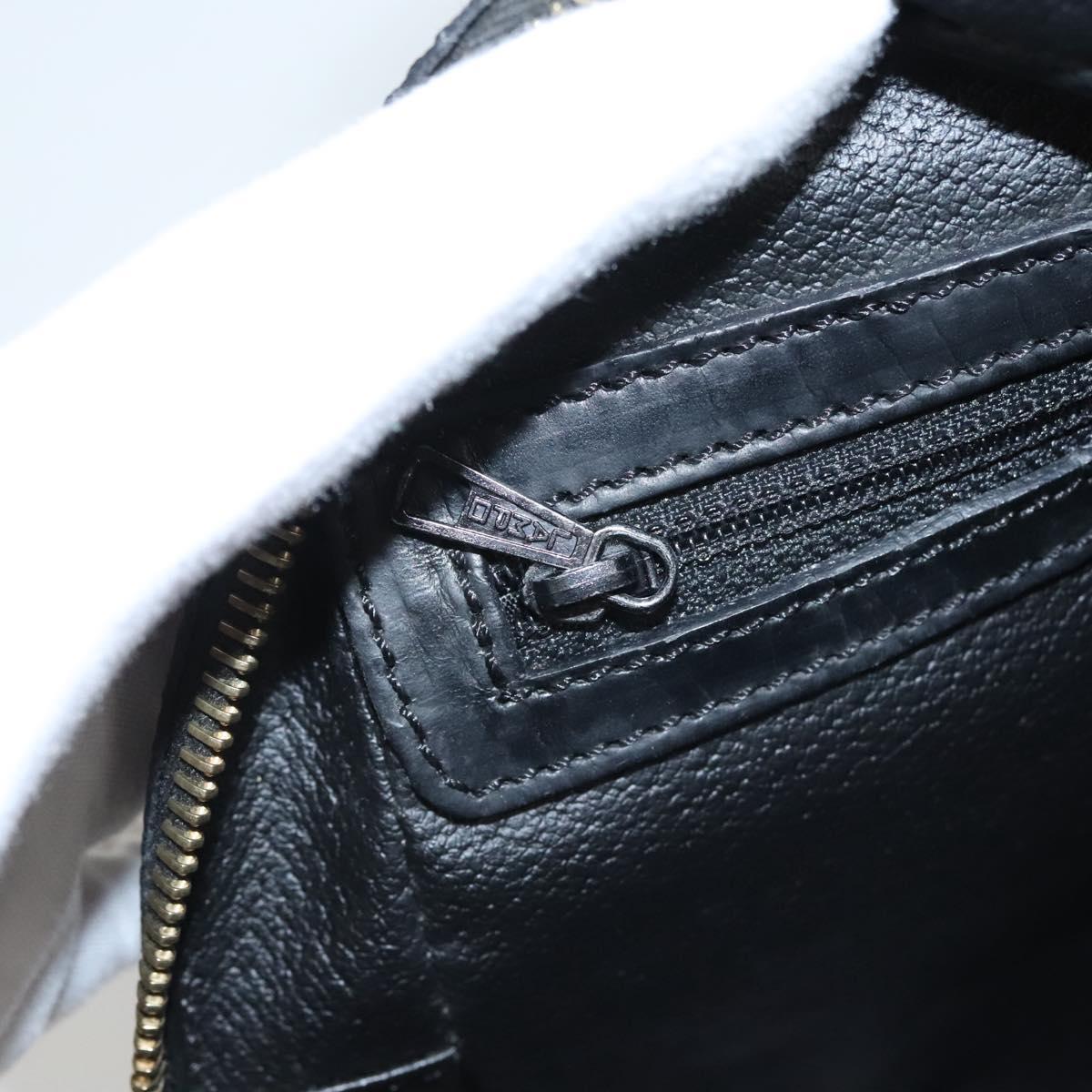 CELINE Macadam Canvas Hand Bag PVC Leather Black Gold Auth 119720