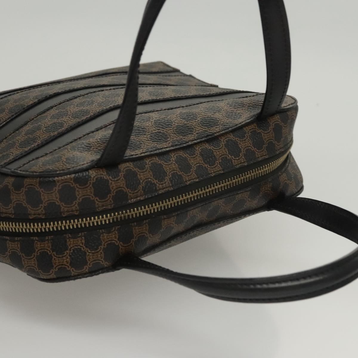 CELINE Macadam Canvas Hand Bag PVC Leather Black Gold Auth 119720