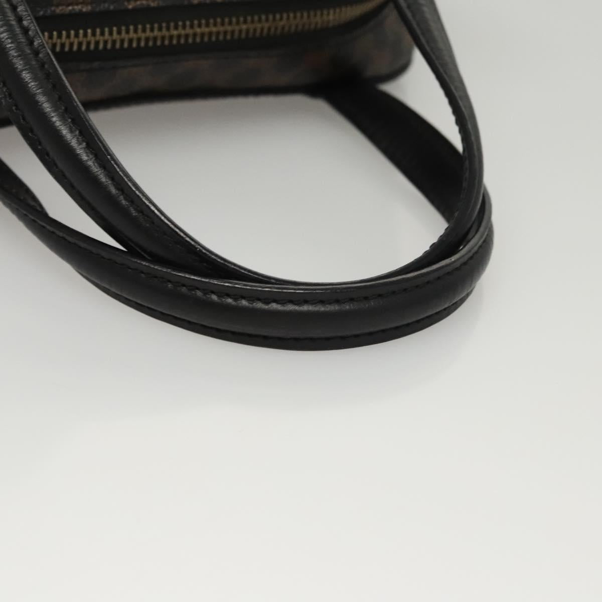 CELINE Macadam Canvas Hand Bag PVC Leather Black Gold Auth 119720