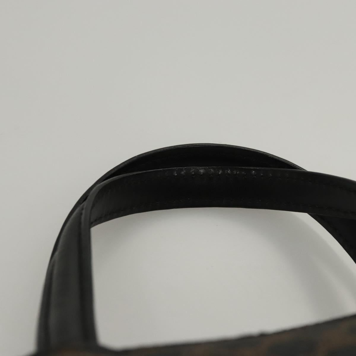 CELINE Macadam Canvas Hand Bag PVC Leather Black Gold Auth 119720