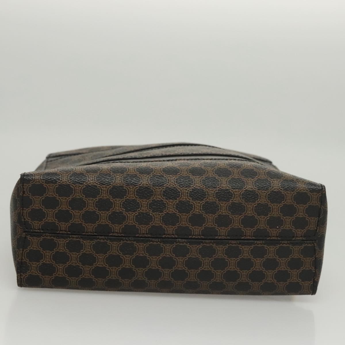 CELINE Macadam Canvas Hand Bag PVC Leather Black Gold Auth 119720