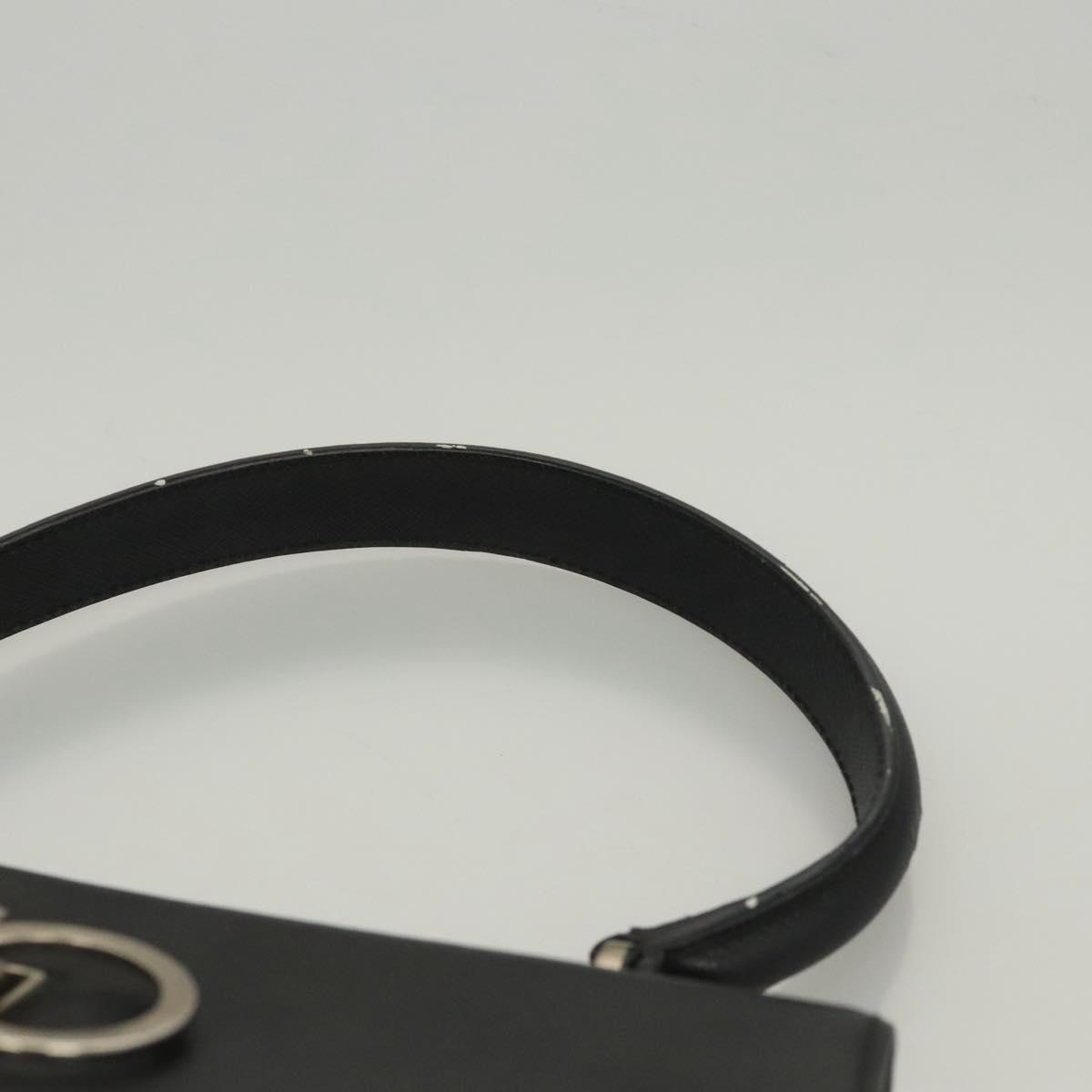 Salvatore Ferragamo Gancini Hand Bag Leather Black Silver Auth 119734