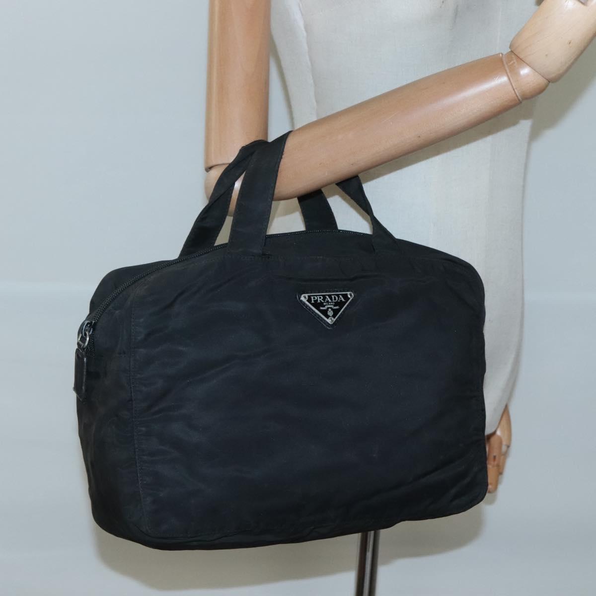 PRADA Hand Bag Nylon Black Auth 119749