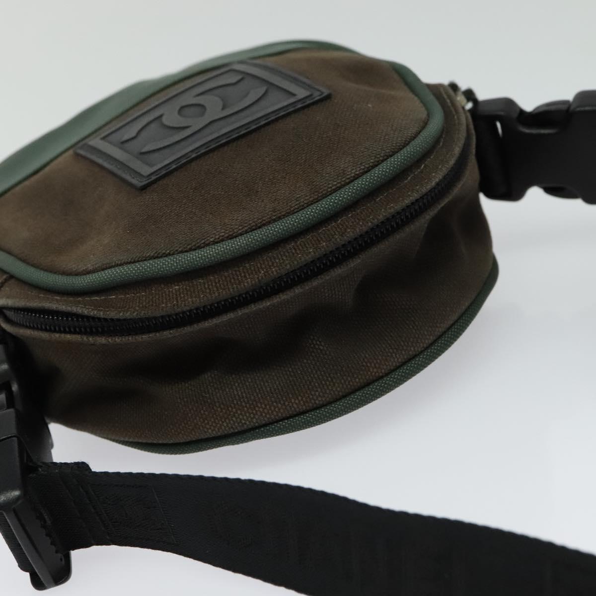 CHANEL COCO Mark Sports Line Shoulder Bag Canvas Brown CC Auth 119814