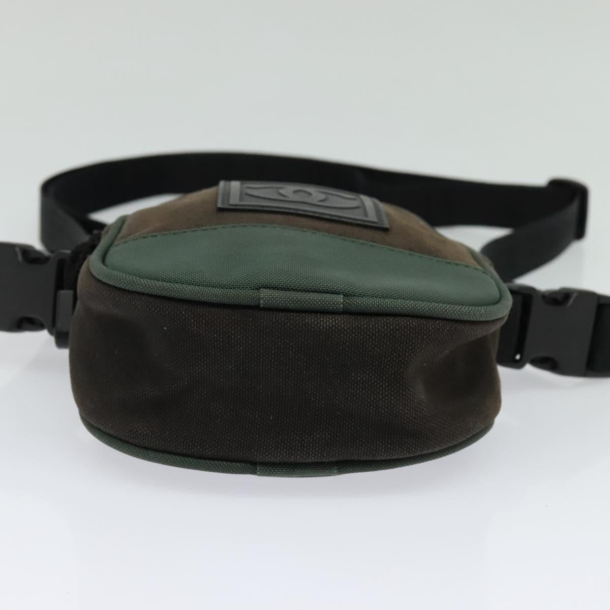 CHANEL COCO Mark Sports Line Shoulder Bag Canvas Brown CC Auth 119814