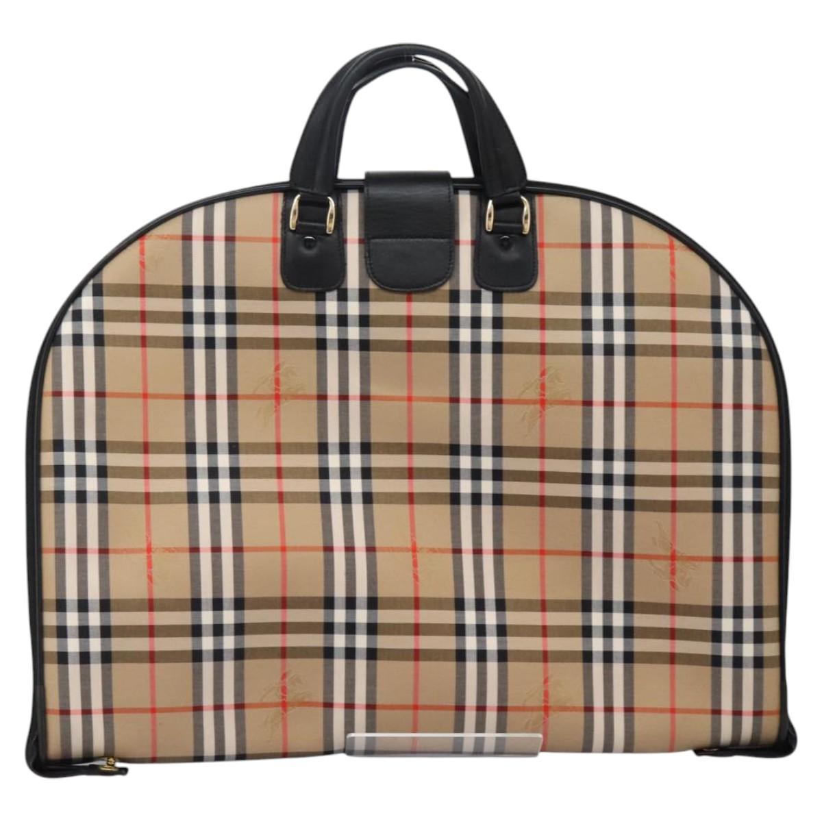 Burberrys Nova Check Garment Cover Canvas Beige Gold Auth 119821