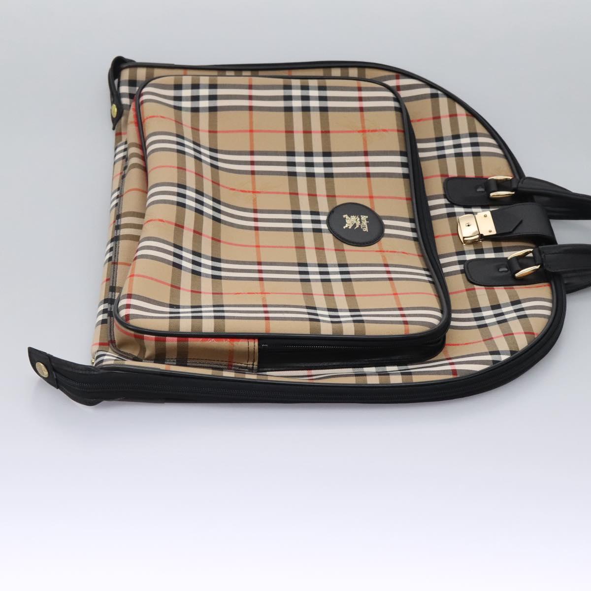 Burberrys Nova Check Garment Cover Canvas Beige Gold Auth 119821