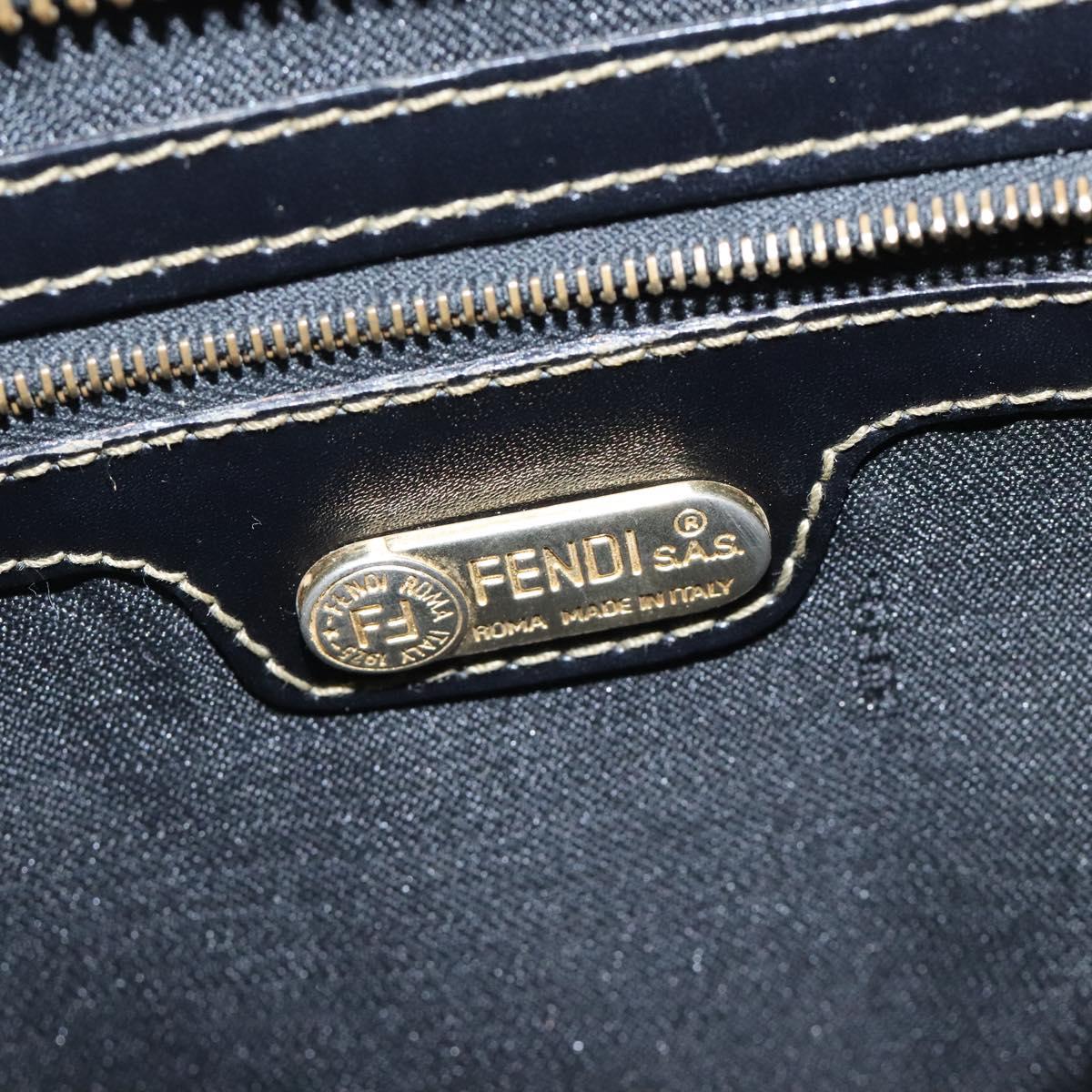 FENDI Pecan Canvas Hand Bag PVC Brown Gold Auth 119823